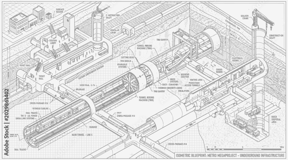 Fototapeta premium Detailed illustration of industrial pipeline system with machinery and equipment