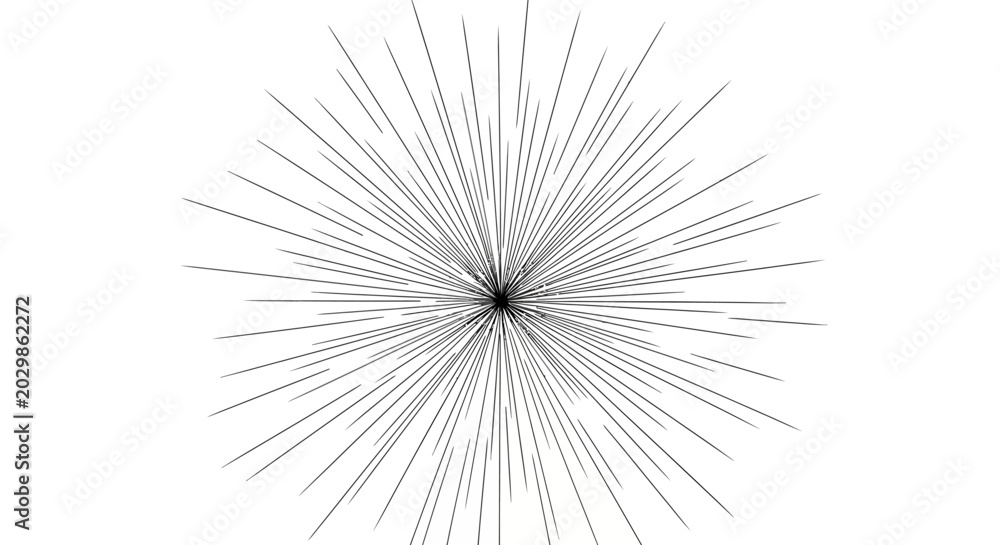 Obraz premium Abstract Starburst Pattern, Radial Lines, Geometric Explosion, Black and White