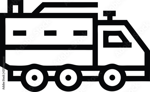 Obraz na plátně Outline Icon of a Delivery Truck or Utility Vehicle for Logistics and Transporta