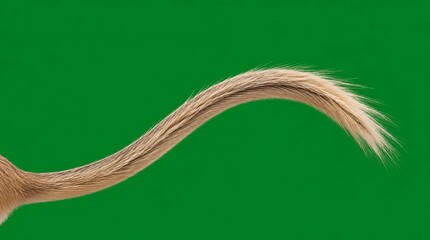 Close-up of a Furry Tan Animal Tail Isolated on Green Screen Background