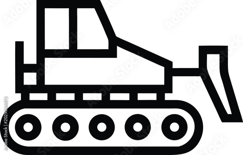 Powerful tracked bulldozer machinery with a large front blade for pushing and moving earth