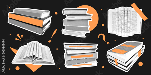 Tableau sur toile Books Collage Stickers set