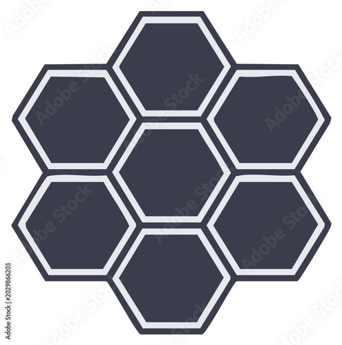 Cluster of Seven Interlocking Hexagons Creates a Central Geometric Flower Design