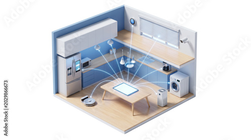 Advanced smart home system showcasing seamless integration of interconnected devices for automated living and enhanced convenience in a modern dwelling