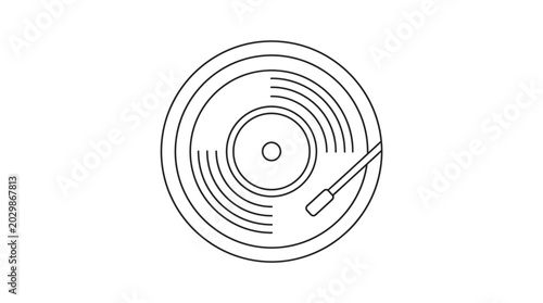 Retro Vinyl Record Player Icon - Vintage Music Symbol