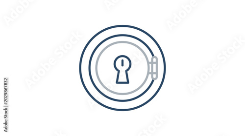 Secure Vault Door Icon, Safe Lock Symbol, Privacy Protection Concept