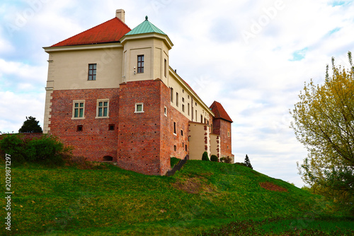 Bild auf Leinwand Gothic royal castle in Sandomierz built on the Vistula escarpment, Poland