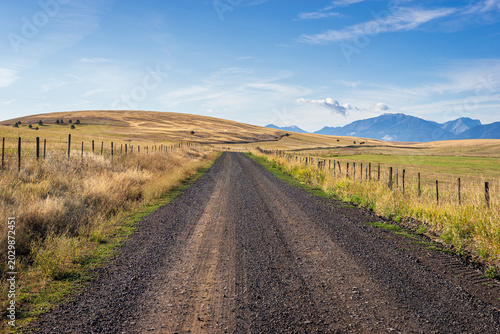 Slika na platnu Quiet Back Road On A Sunny Morning In Wallowa County Oregon