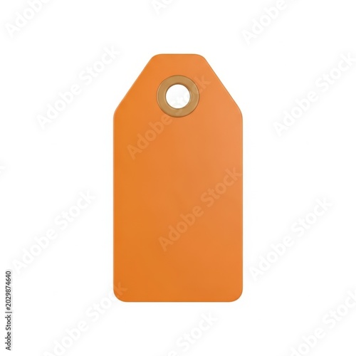 Orange price tag with a circular hole for hanging on products or shelves.