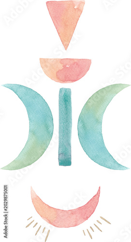 Fotografie geometric watercolor shape composition mystical whimsy folklore pastel