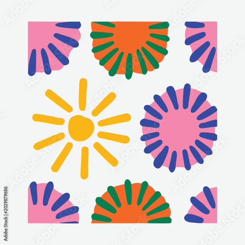 Abstract geometric shapes pattern with vibrant colors