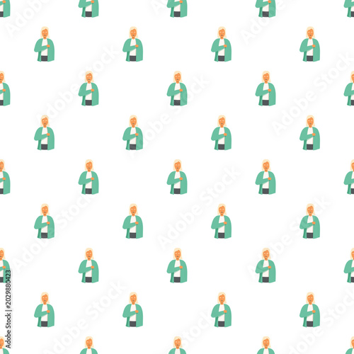 Принти на полотні Cartoon people pledging allegiance with their hand on their heart in a repeating