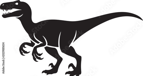Bild auf Leinwand Raptor Dinosaur Silhouette Vector,Prehistoric Dino Mascot Design