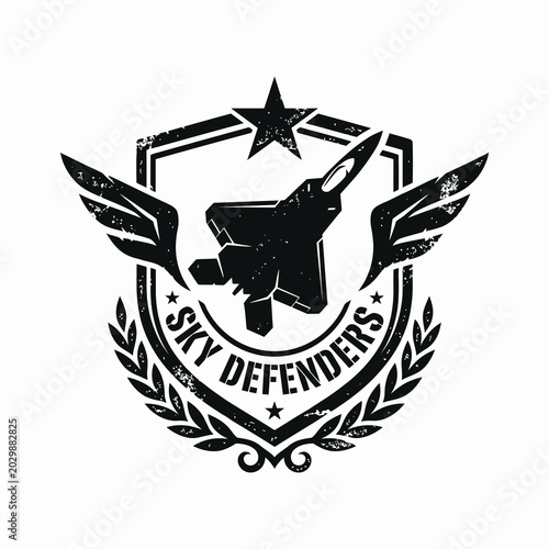 Foto Sky Defenders Fighter Jet Tactical Winged Shield Crest Logo