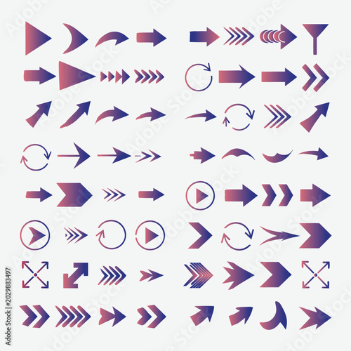 Gradient arrow icons set purple and blue tones