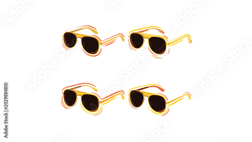 Stylish aviator sunglasses vector icon set featuring colorful line art and modern design for men's fashion and lifestyle accessories, isolated on a clean white background for graphic design.