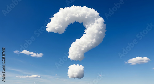 Giant question mark cloud in clear blue sky