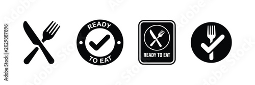 Fotografía Ready to Eat vector stamp design for food product packaging labeling convenience