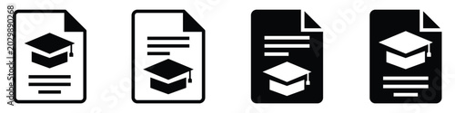 Bild auf Leinwand Academic graduation document and certificate icons representing education learni