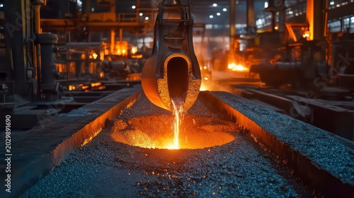 Casting iron by green sand process ; technology for Casting, in the metal industry, the process that molten metal is poured into a mold