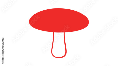 Red mushroom vector icon illustration on white background, simple minimalist fantasy fungus design for magic potion ingredient, game asset, nature symbol, and creative graphic resource element.