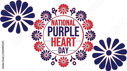 Tableau sur toile National Purple Heart Day clean professional design recognizing dedication and v