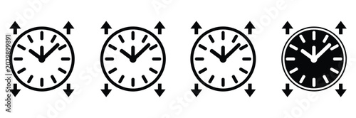 Tableau sur toile Uptime and downtime icon with clock arrow up and arrow down flat vector illustra