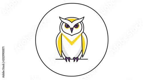 Vibrant avian familiar with mystical plumage. This wise nocturnal predator is perfect for occult branding, featuring versatile stroke paths and customizable line widths for logo creation.