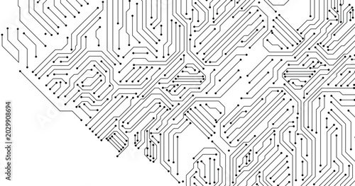 Bild auf Leinwand Minimal Black and White Circuit Board Abstract Technology Background