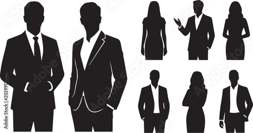 Foto Collection of professional business people silhouettes avatars and upper body po