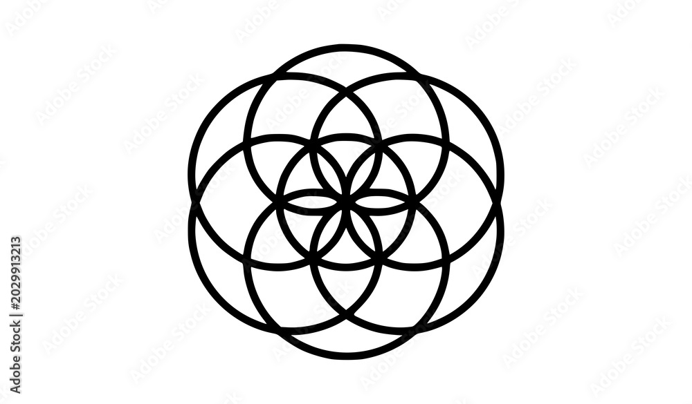Fototapeta premium Modern Seed of Life Geometry Vector Icon for Spiritual and Meditation Design
