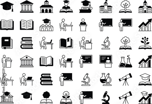 Education & Online Learning Minimal Line Icons