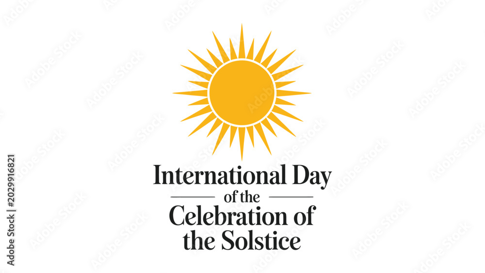 Fototapeta premium international day of the celebration of the solstice minimal sun illustration with elegant typography design for seasonal astronomy and nature awareness