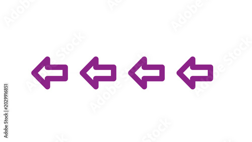 Bild auf Leinwand Four purple arrows pointing to the left on a transparent background, A series of