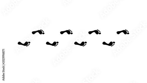 Konstfotografi Footprints on a transparent background showing a path or direction, A series of