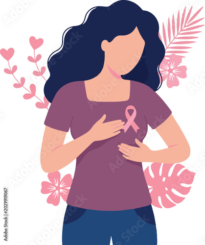 Breast Self-Exam Educational Guide Flat Vector Illustration for Breast Cancer Day Healthcare Poster, Step by Step Female Preventive Medical Checkup Infographic Design