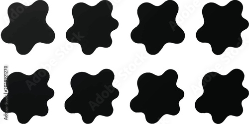 Slika na platnu Set of black liquid splash shapes ink blot silhouettes and abstract blob element