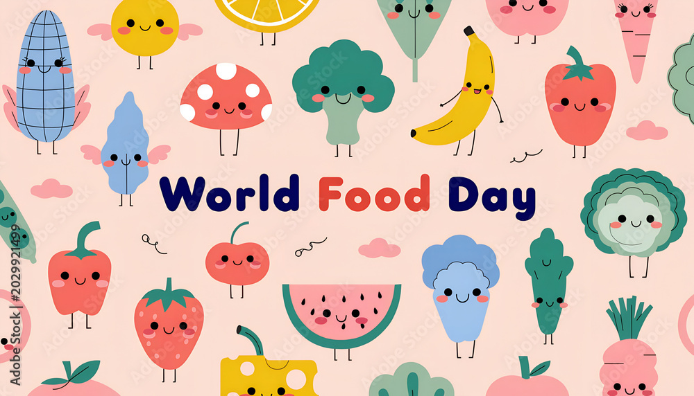 Naklejka premium Cute Cartoon World Food Day Vegetable Illustration