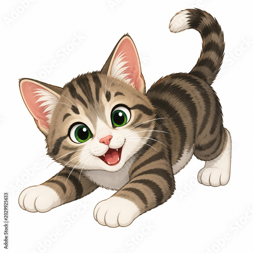 Playful Cartoon Kitten