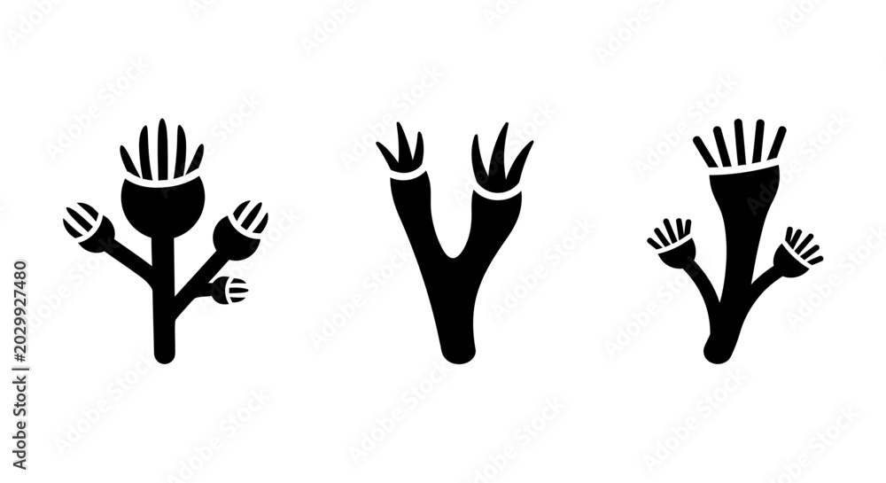 Fototapeta premium Abstract Plant Silhouettes, Minimalist Botanical Icons