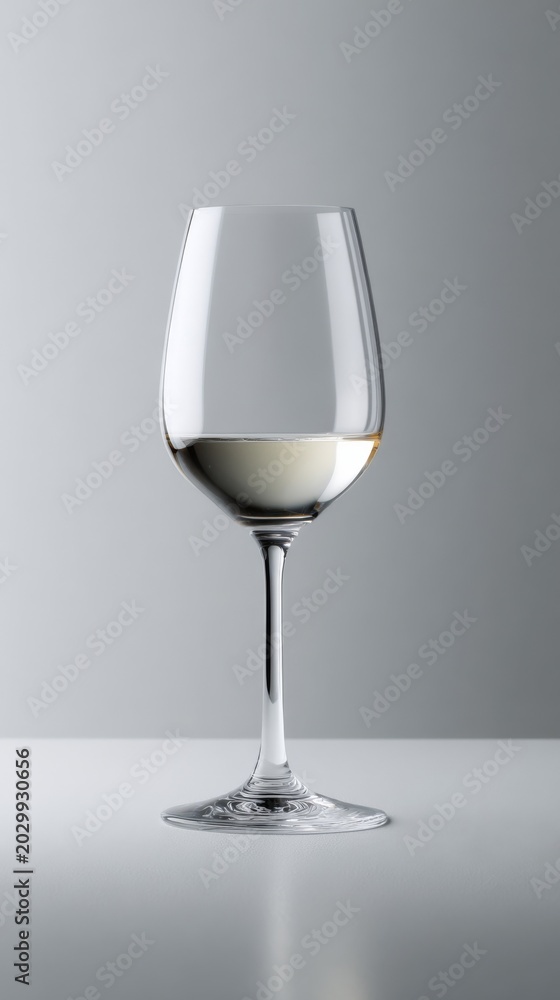 Fototapeta premium Elegant glass of white wine on a clean surface with soft lighting