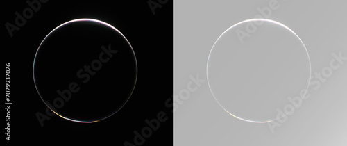 Foto Floating transparent bubble sphere with perfect smooth surface reflecting light