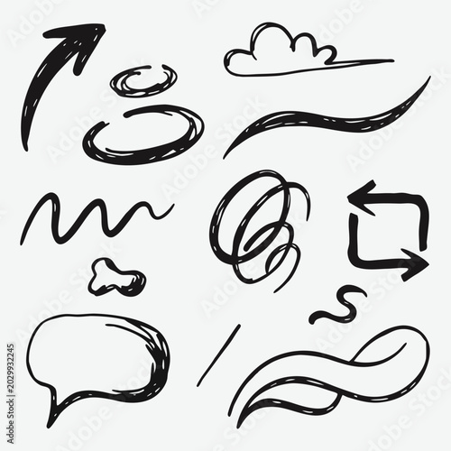 Hand drawn doodle elements collection on white background