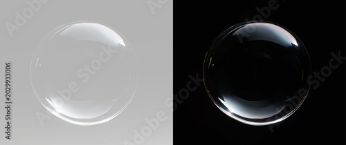 Obraz na płótnie clear glass bubble sphere with luminous reflections creating futuristic minimal