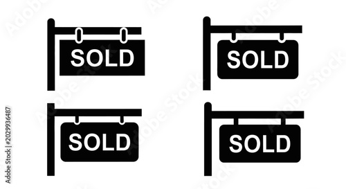 Sold Sign Icons Set - Real Estate and Business Transaction Icons