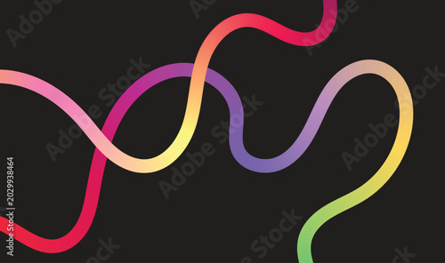 Photos Abstract Colorful Neon Wavy Lines on Dark Background Modern Gradient Fluid Curve