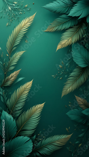  emerald green feather background