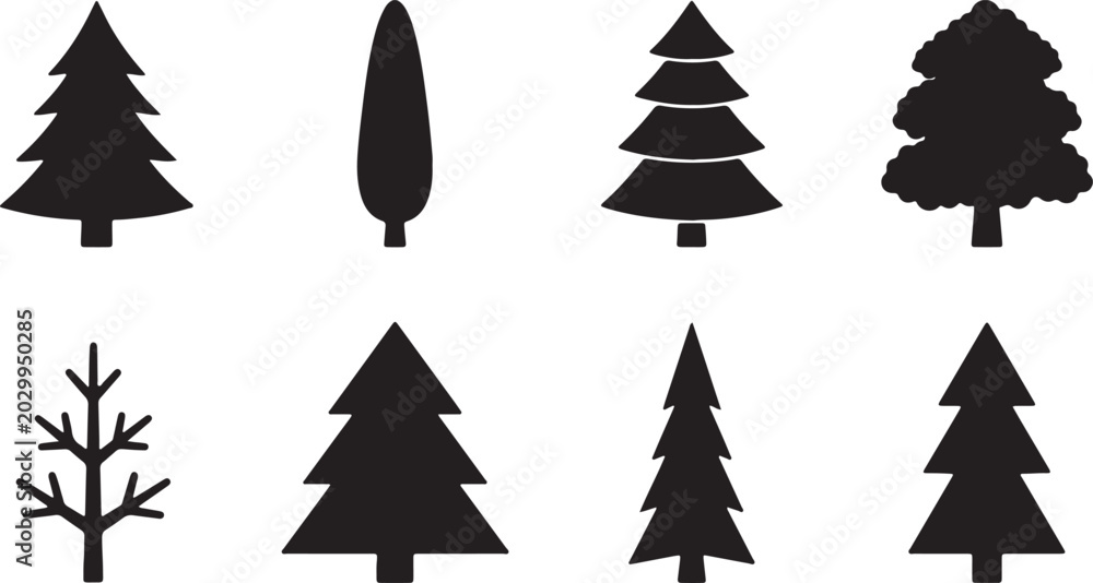 Fototapeta premium Christmas Pine Tree Silhouette Collection