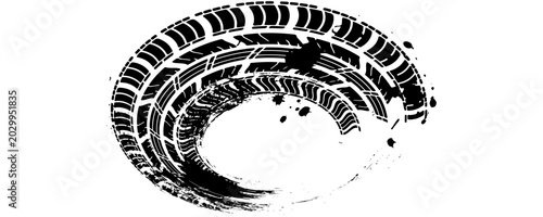 Background with tire wheel marks of cars. Vector illustration