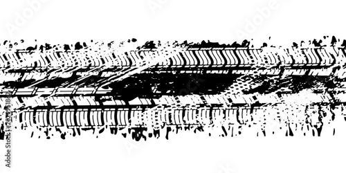 Auto tire tread grunge element. Car and motorcycle tire pattern, wheel tyre tread track. Black tyre print. Vector illustration isolated on white background.